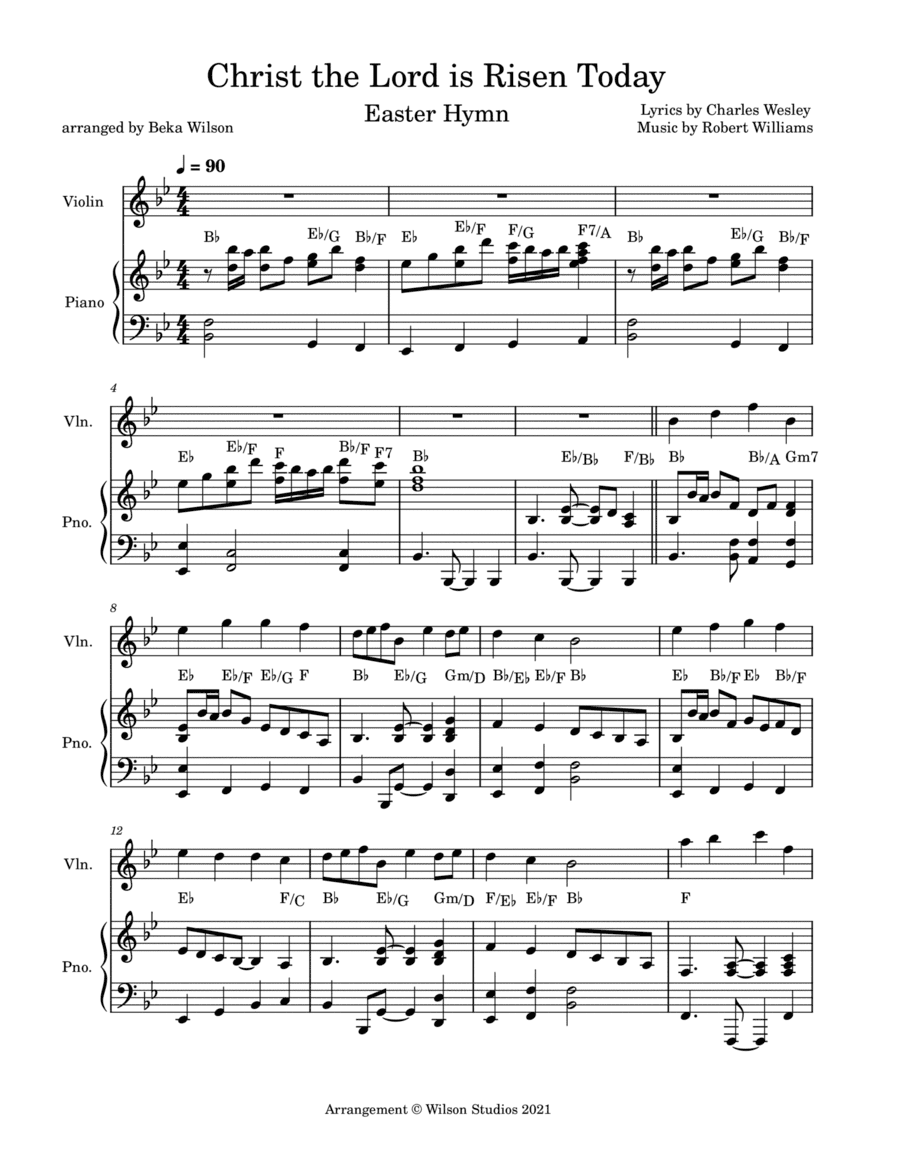 Christ the Lord is Risen Today--violin solo (arr. Beka Wilson)