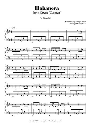 Habanera from Opera "Carmen" [for Piano Solo] (arr. Hanna Choi)