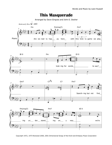 This Masquerade (arr. Dave Gingras, John E. Dosher)
