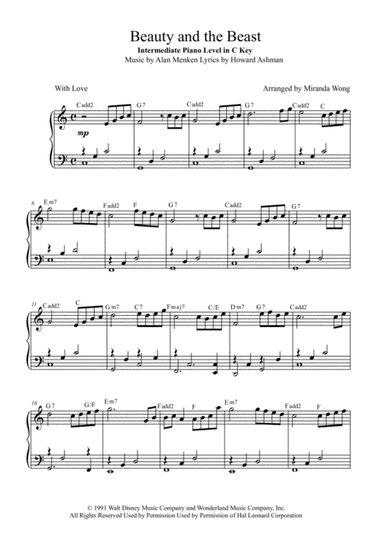 Beauty And The Beast (arr. Miranda Wong)