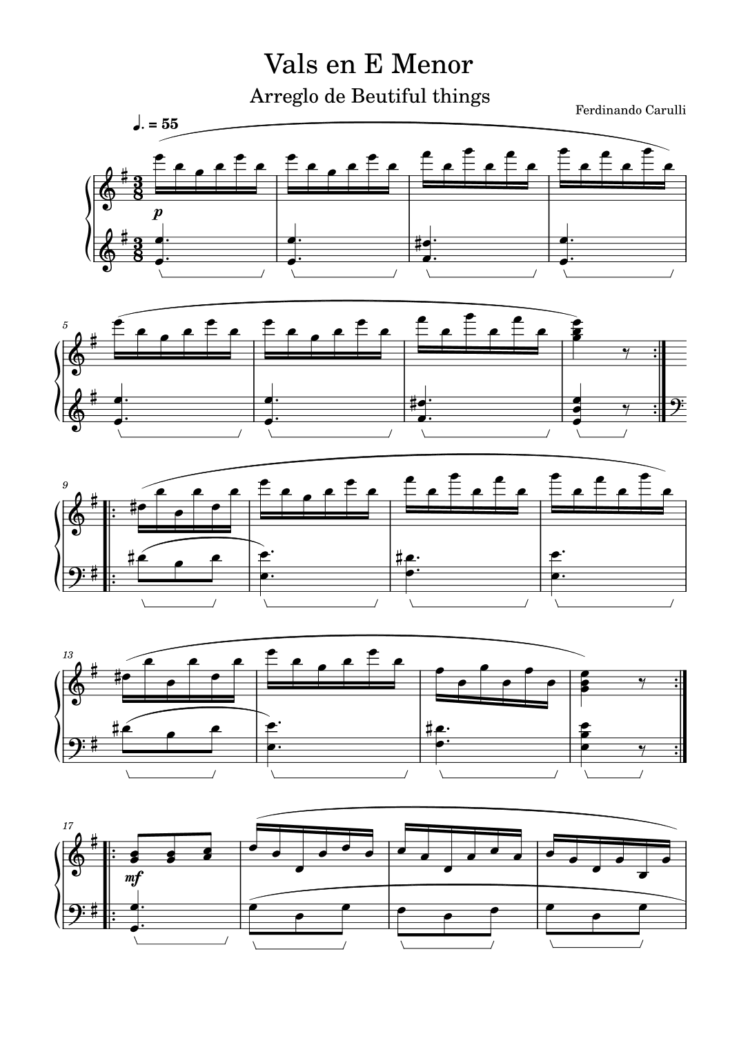 Vals en E Menor-Ferdinando Carulli (arr. Beautiful things)