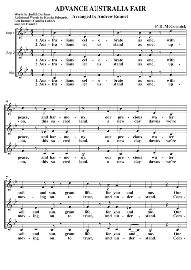 Advance Australia Fair (newer lyrics) A Cappella SSA (arr. Andrew Emmet)