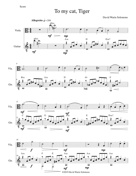 To My Cat, Tiger - for viola and guitar
