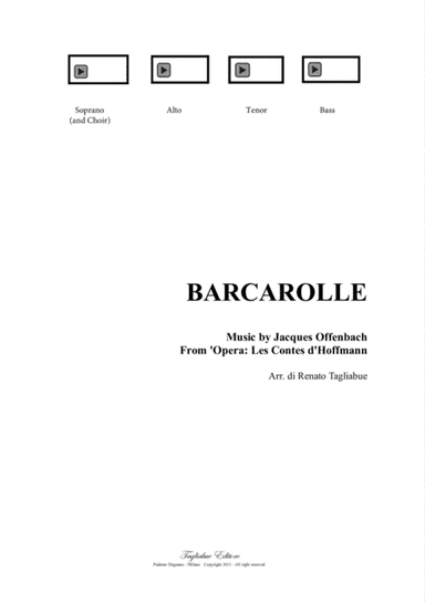 BARCAROLLE - J. Offenbach - Arr. for SATB Choir - Score Only (arr. Renato Tagliabue)