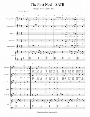 The First Noel - brass quintet and Piano (arr. Connie Boss)