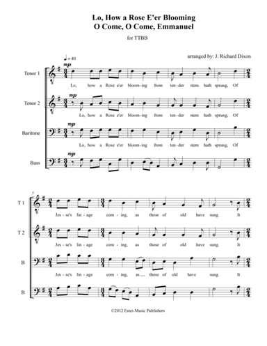 Lo, How A Rose/O Come, O Come,Emmanuel (arr. J. Richard Dixon)