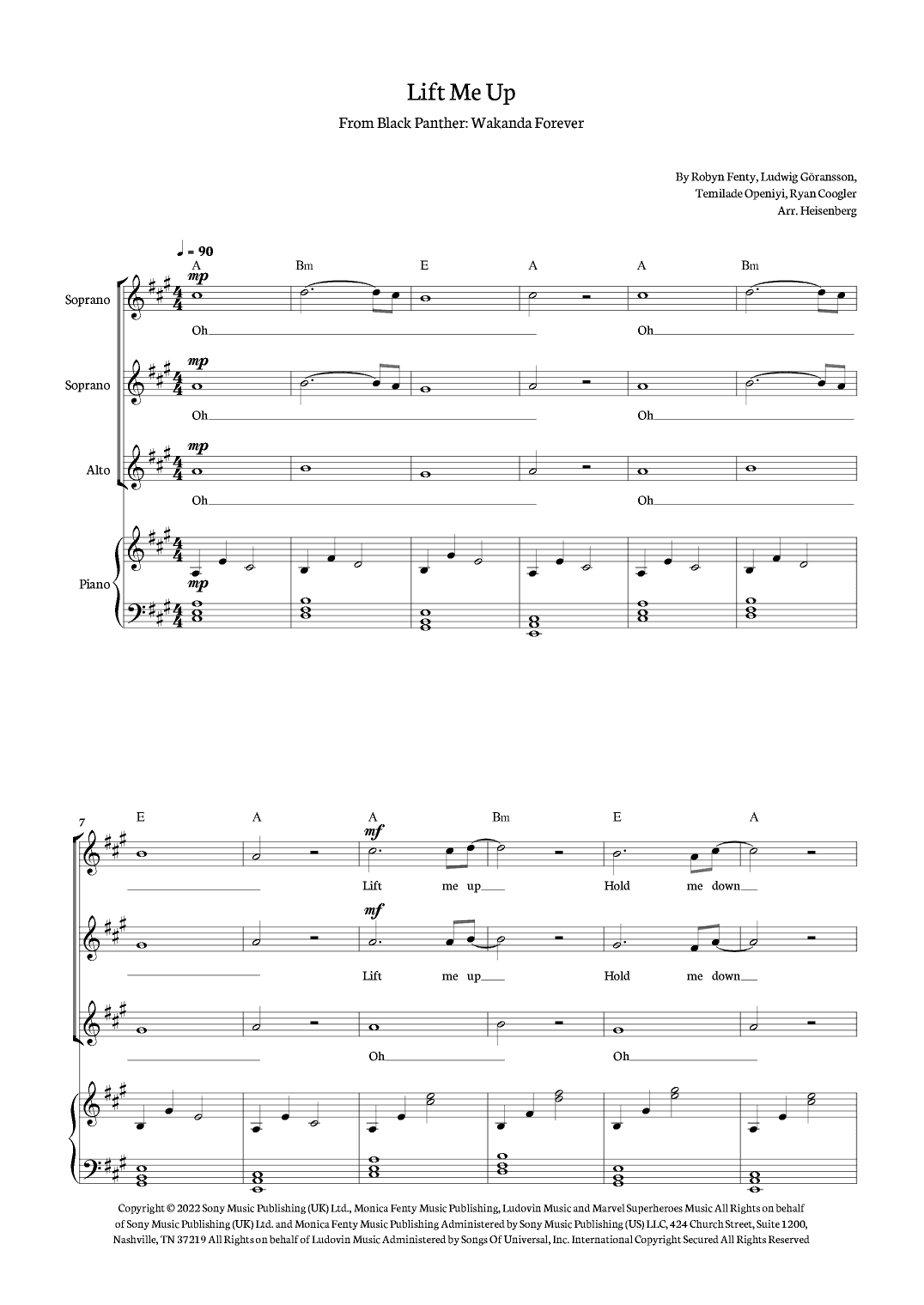 Lift Me Up (arr. Heisenberg)