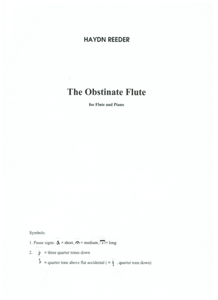 The Obstinate Flute, for flute and piano