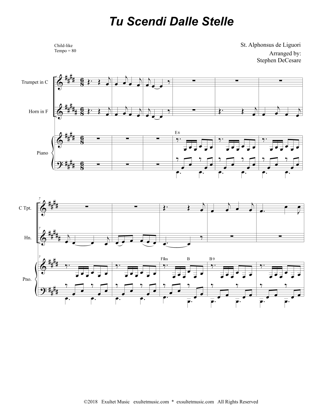 Tu Scendi Dalle Stelle (Duet for C-Trumpet and French Horn) (arr. Stephen DeCesare)