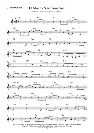 O Morro Nao Tem Vez (favela) (somewhere In The Hills) (arr. Fabio Eduardo de Oliveira)