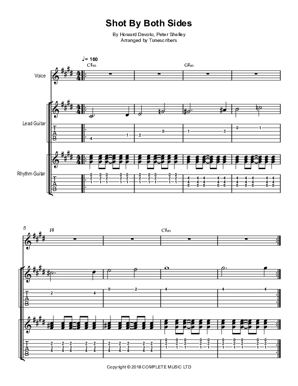 Shot by Both Sides (guitar and vocals only) (arr. Tunescribers)