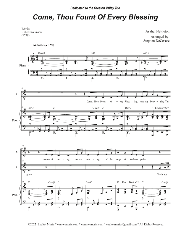 Come, Thou Fount Of Every Blessing (Duet for Soprano and Tenor solo) (arr. Stephen DeCesare)