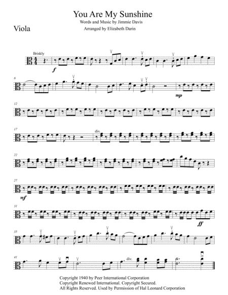 You Are My Sunshine (arr. Elizabeth Darin)