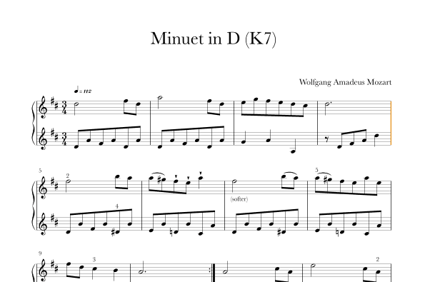 Minuet in D (K7) (arr. Thomas Ling)
