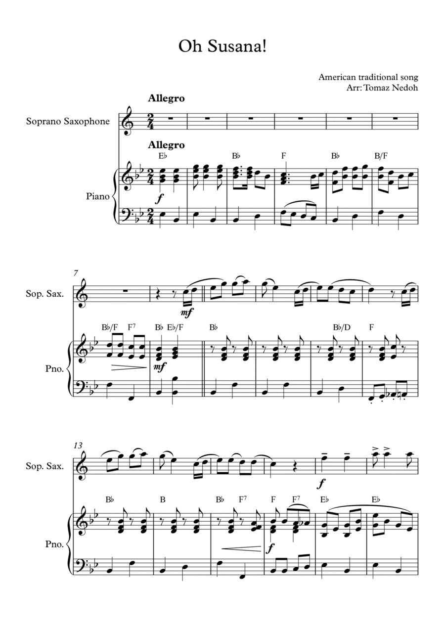 Oh Susana (arr. Tomaz Nedoh)