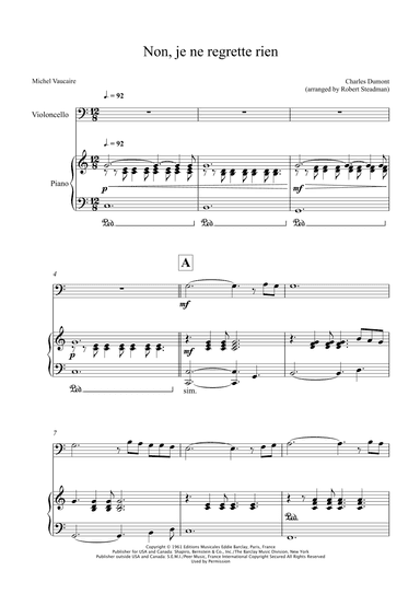 Non, Je Ne Regrette Rien (arr. Robert Steadman)