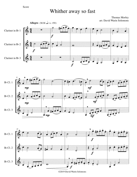 Whither away so fast for clarinet trio (arr. David Warin Solomons)