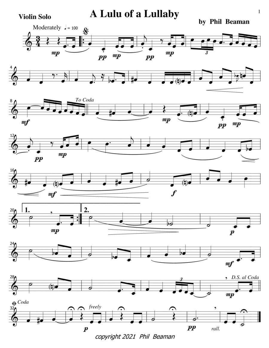 A Lulu of a Lullaby-violin solo