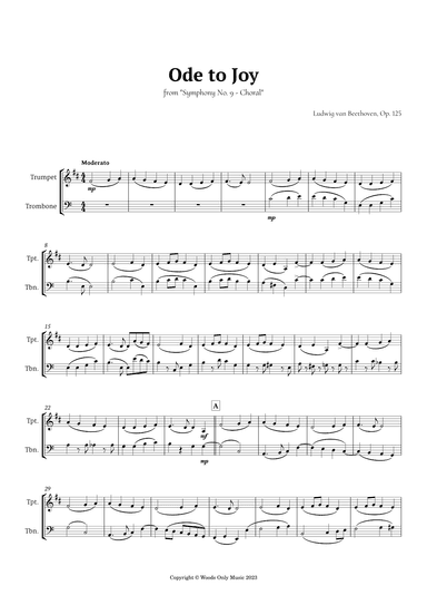 Ode to Joy by Beethoven for Trumpet and Trombone Duet (arr. Ander)