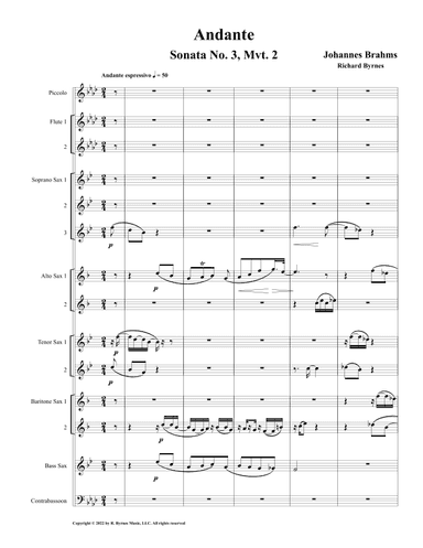 Andante, Op. 5, Mvt. 2 (Saxophone Choir + Piccolo, 2 Flutes & Contrabassoon) (arr. Richard Byrnes)