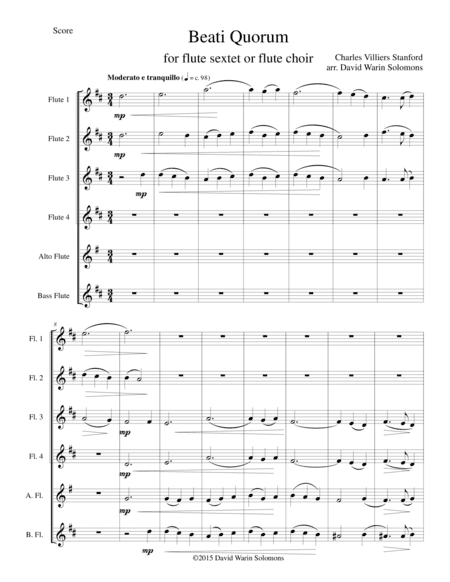Beati Quorum Via for flute sextet or flute choir (arr. David Warin Solomons)