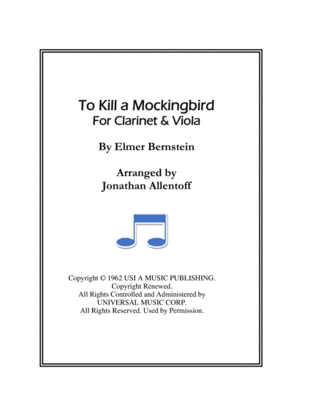 To Kill A Mockingbird (arr. Jonathan Allentoff)