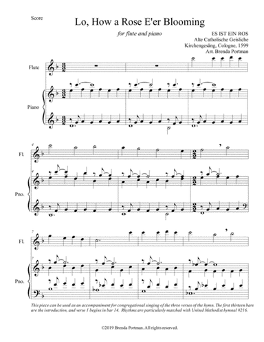 Lo, How a Rose E'er Blooming (flute/piano), arr. Brenda Portman (arr. Brenda Portman)
