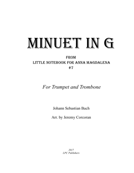 Minuet in G for Trumpet and Trombone (arr. Jeremy Corcoran)