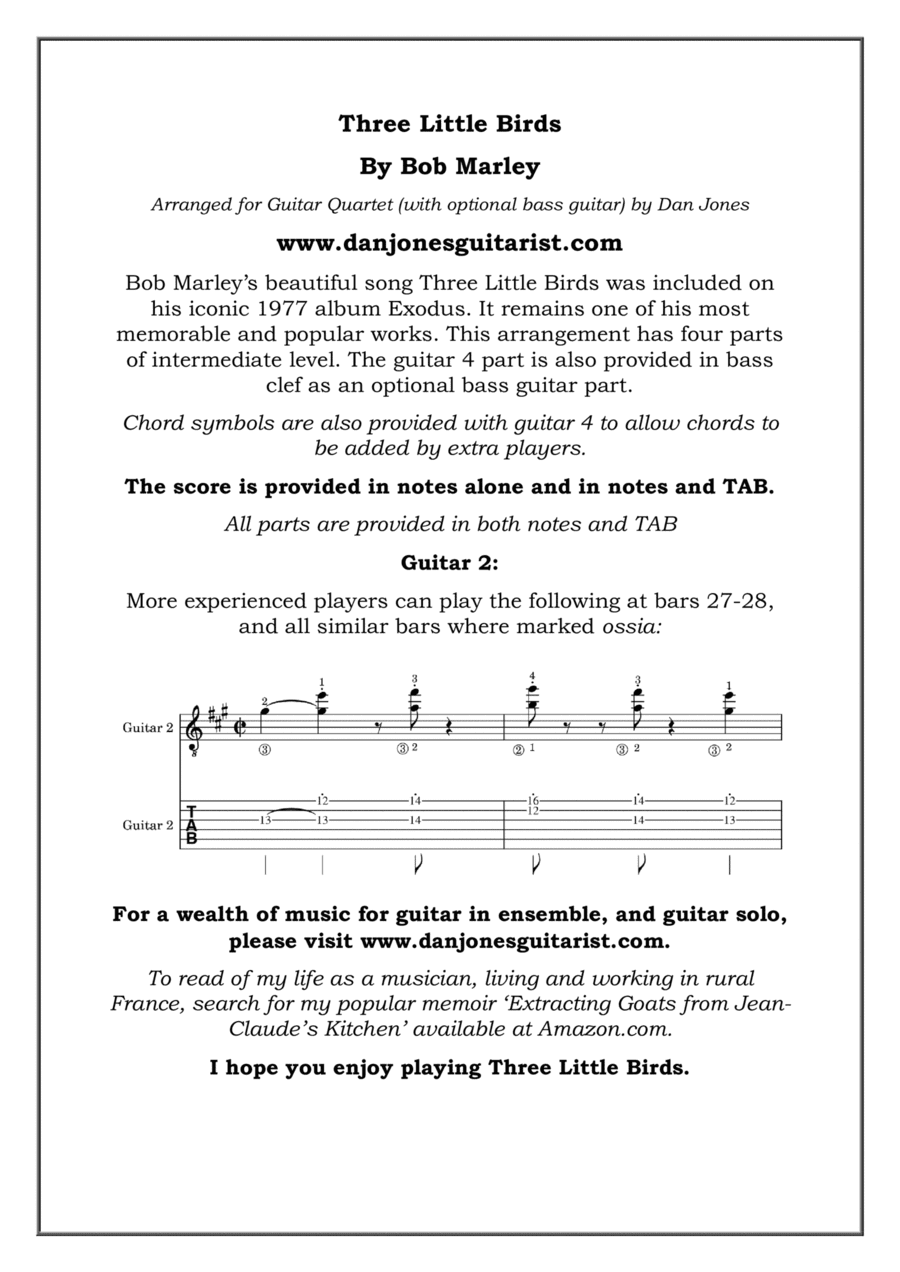 Three Little Birds (arr. Dan Jones www.danjonesguitarist.com)