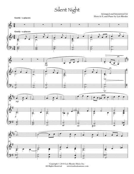 Silent Night - a Contemporary setting for French Horn and Piano (arr. Len Rhodes)