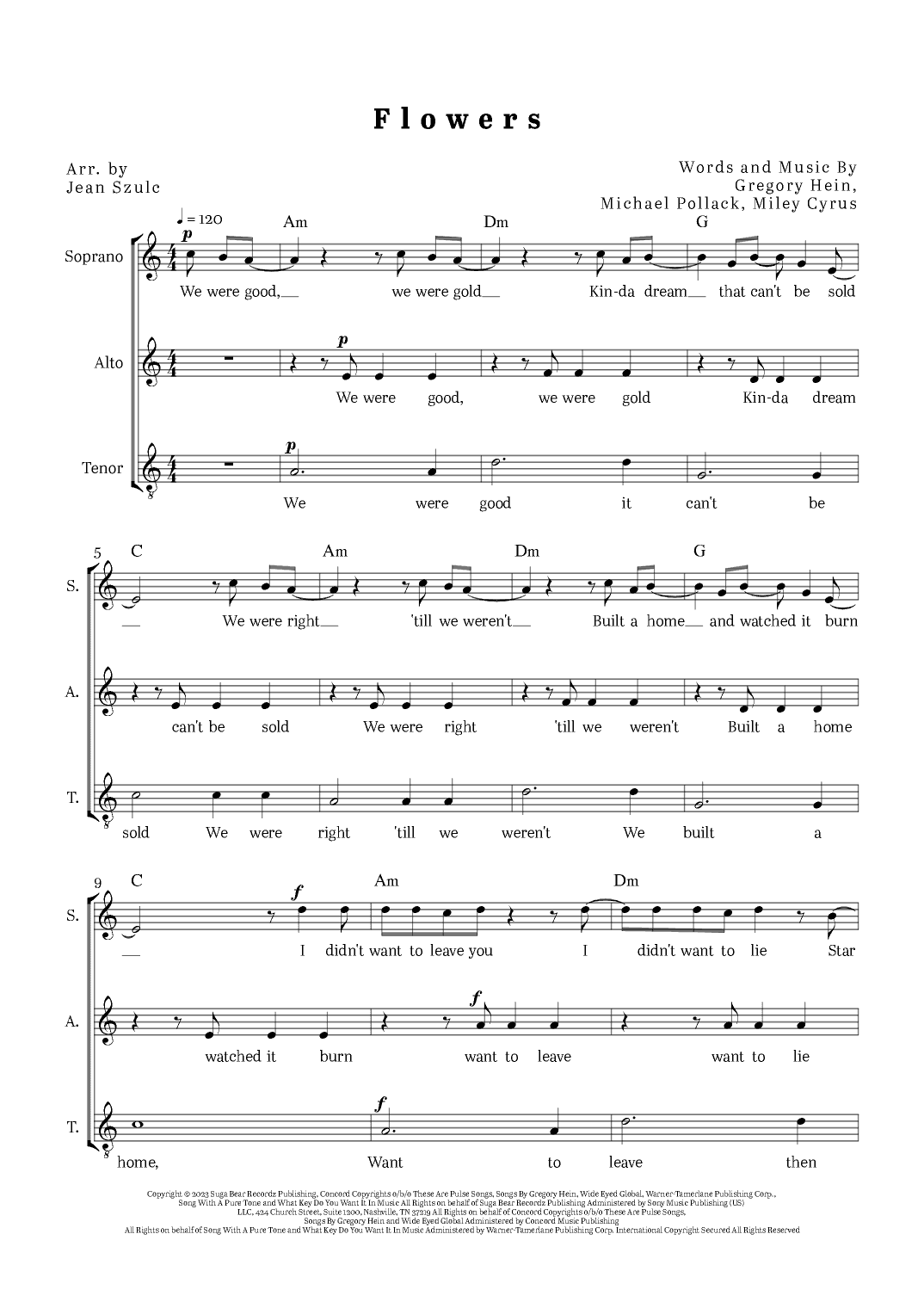 Flowers (arr. Jean Szulc)