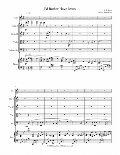 I'd Rather Have Jesus for Flute and Strings (arr. Sinae Kim)