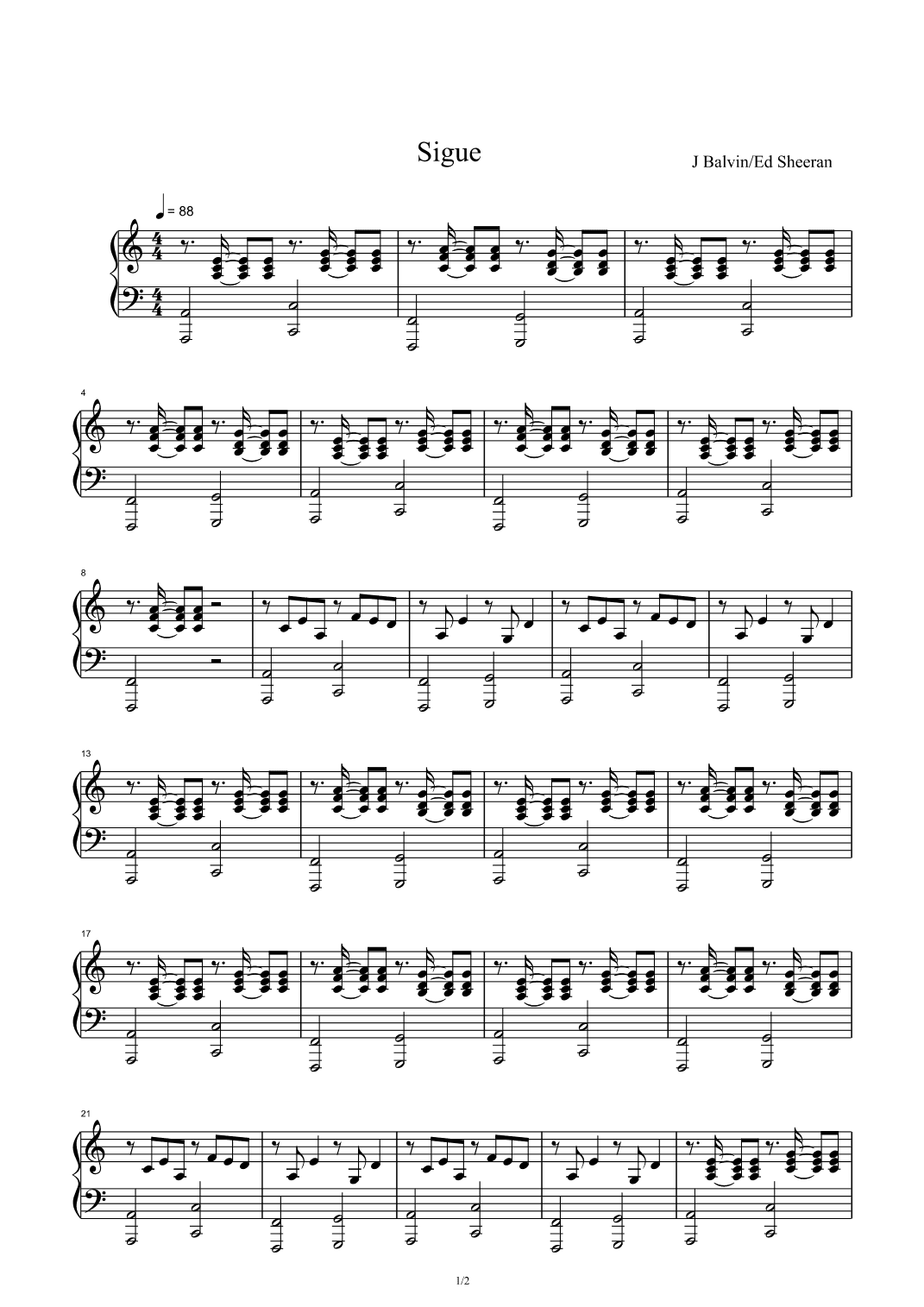 Sigue (arr. J Balvin & Ed Sheeran)