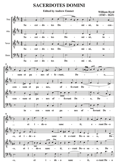 Sacerdotes Domini A Cappella SATB (arr. Edited by Andrew Emmet)