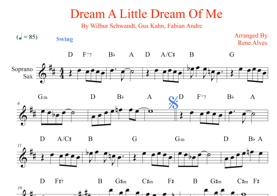 Dream A Little Dream Of Me (arr. Rene Alves)