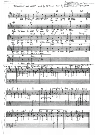 THE MUSIC OF YOUR VOICE. lead sheet&words( #CJDennis ) AND piano