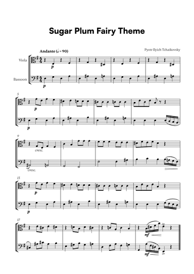 Tchaikovsky - Sugar Plum Fairy Theme (for Viola and Bassoon) (arr. Cadenza Editions)