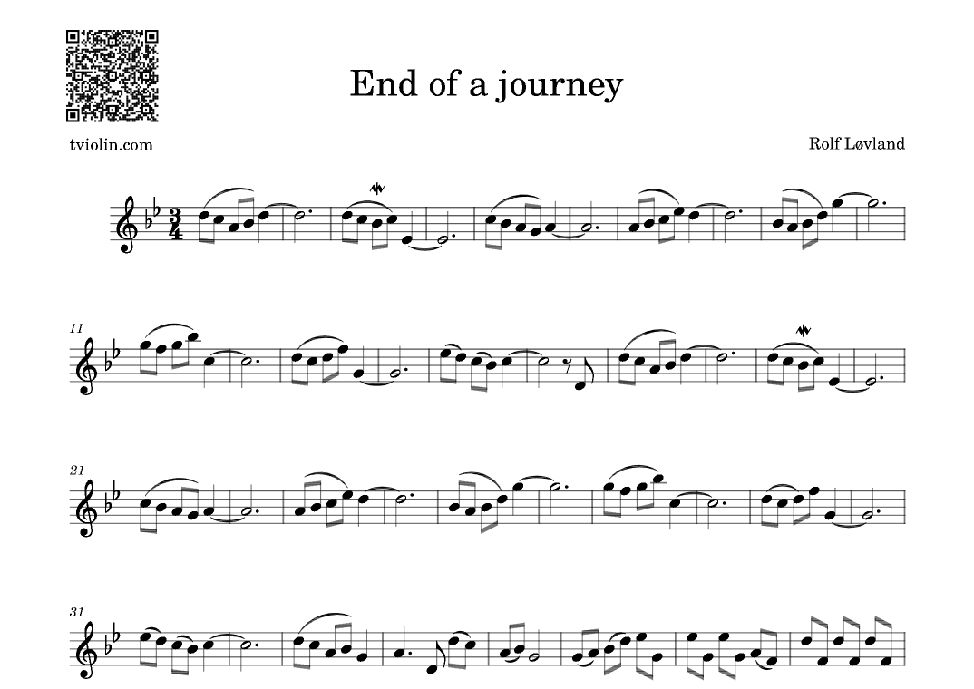End Of A Journey (arr. tviolin.com)