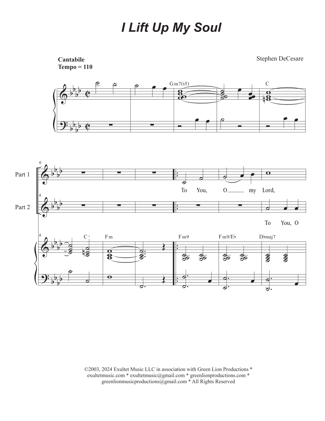 I Lift Up My Soul (2-part choir)