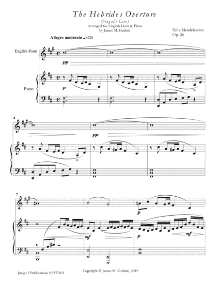 Mendelssohn: the Hebrides Overture for English Horn & Piano (arr. James M. Guthrie)
