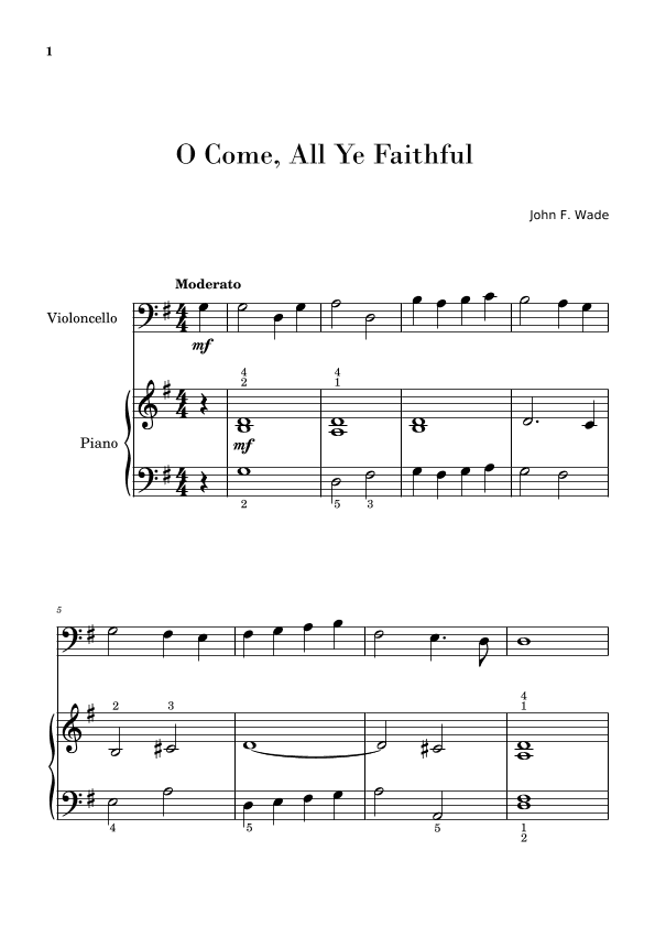 O Come, All Ye Faithful (Easy Cello with Piano Accompaniment) (arr. Gisele Sant'Ana)