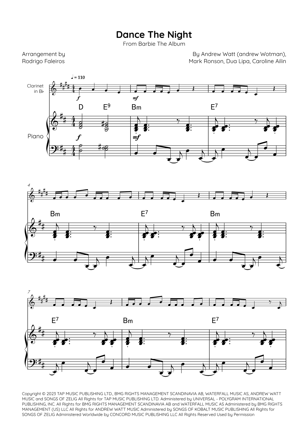 Dance The Night (arr. Rodrigo Faleiros)