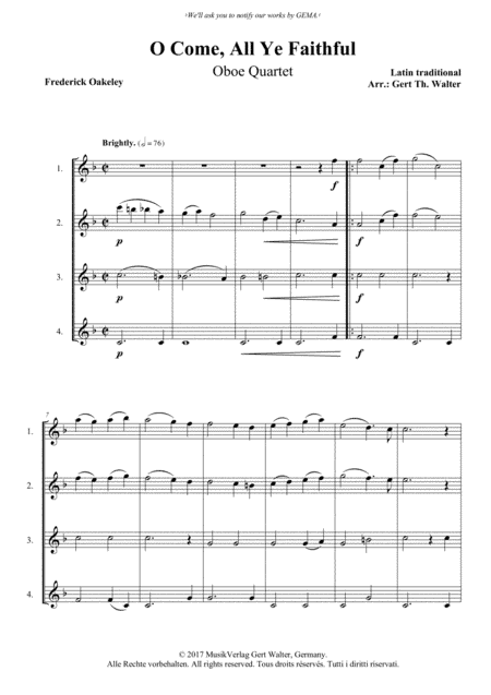 O Come, All Ye Faithful (arr. Gert Th. Walter)
