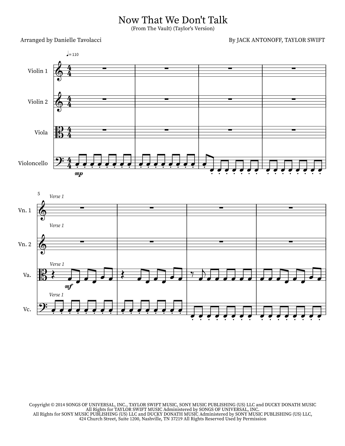 Now That We Don't Talk (arr. Danielle Tavolacci)