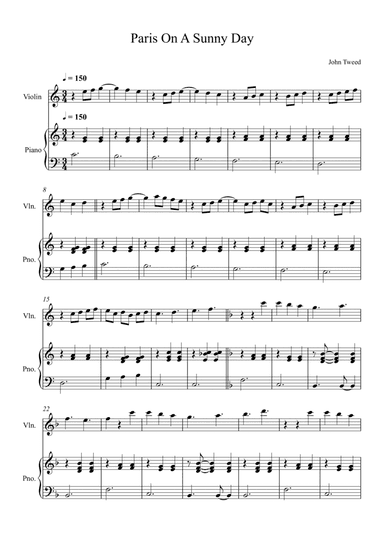 Paris On A Summer Day for Violin and Piano