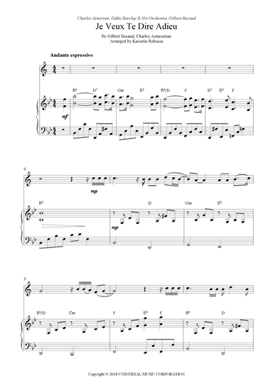 Je Veux Te Dire Adieu (arr. Kaiserin Rebecca)
