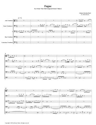 Fugue 05 from Well-Tempered Clavier, Book 2 (Trombone Quintet) (arr. Richard Byrnes)