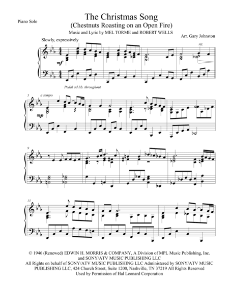 The Christmas Song (Chestnuts Roasting On An Open Fire) (arr. Gary Johnston ASCAP, SOCAN)