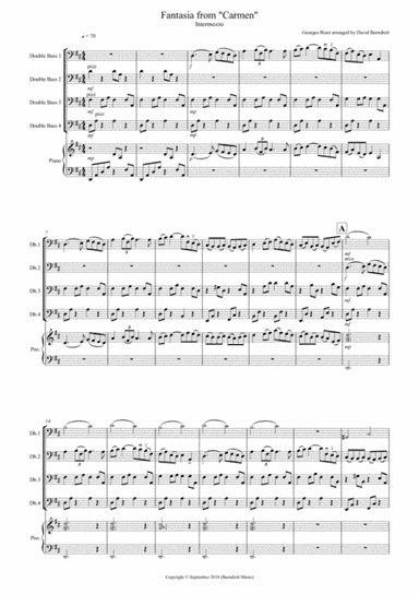 Intermezzo (Fantasia from Carmen) for Double Bass Quartet (arr. David Burndrett)