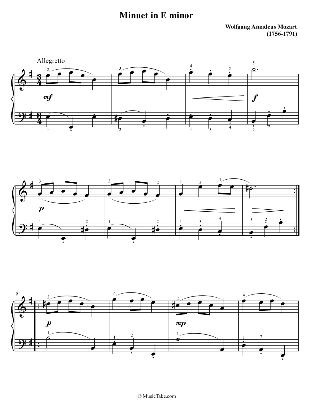 Mozart Minuet in E minor (arr. Ben Choupak)